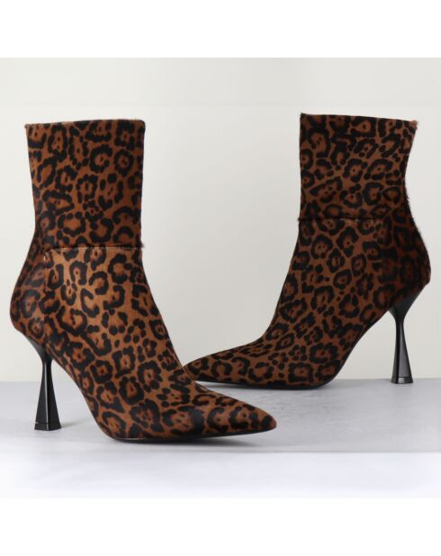 Bottines en Cuir Asia leopard - Talon 9.5 cm