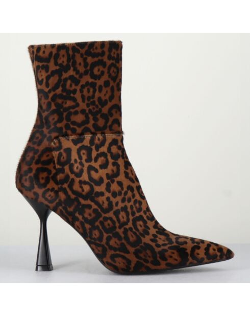 Bottines en Cuir Asia leopard - Talon 9.5 cm