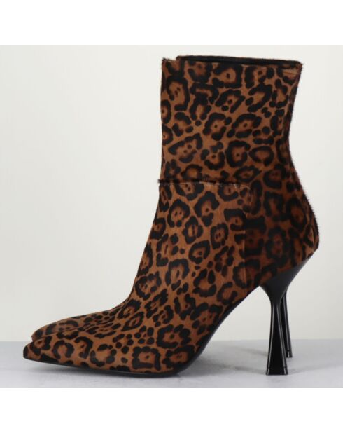 Bottines en Cuir Asia leopard - Talon 9.5 cm
