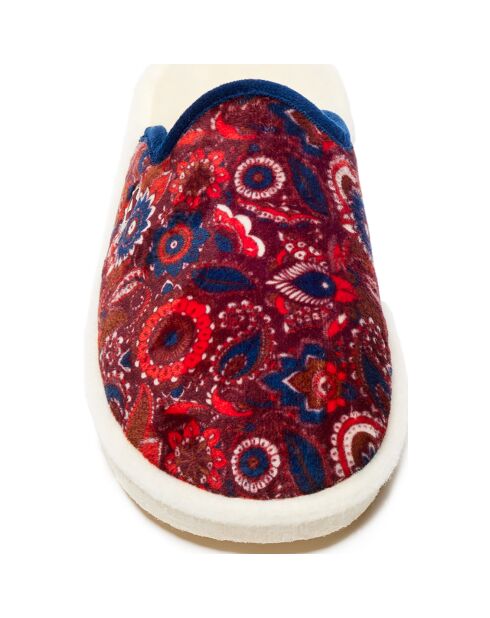 Chaussons fourrés Laine mules La mi hippie rouge/bleu