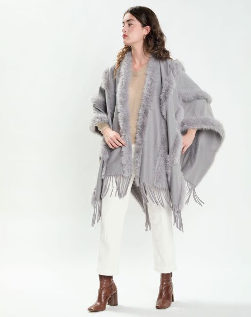 Poncho Maeva gris clair