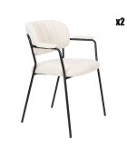 2 witte Basile bouclette fauteuils - 56x60,5x78 cm