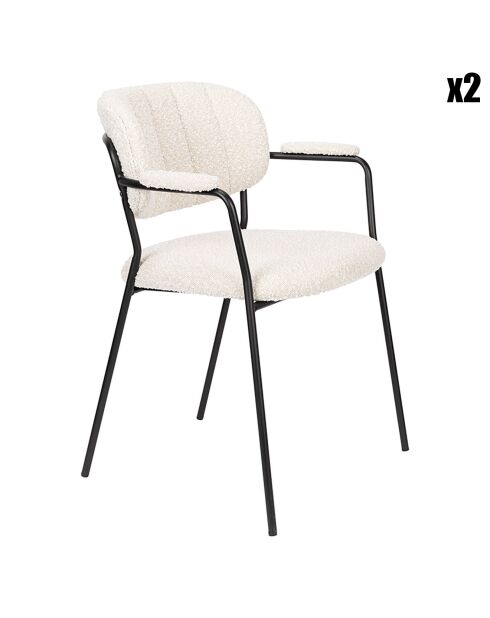 2 sillones Basile bouclette blancos - 56x60,5x78 cm