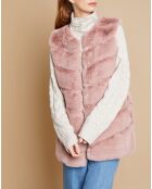 Gilet long sans manches rose