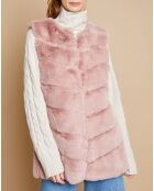 Gilet long sans manches rose