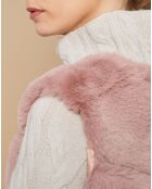 Gilet long sans manches rose