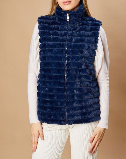 Gilet en Fausse Fourrure Alger marine