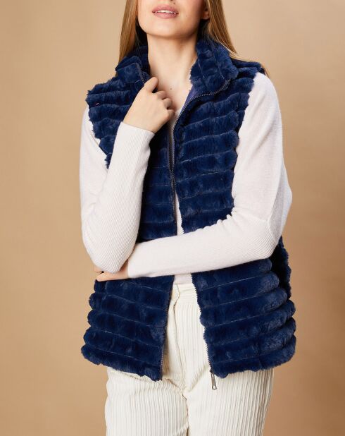 Gilet en Fausse Fourrure Alger marine