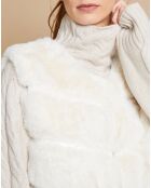 Gilet long sans manches en Fausse Fourrure Lorie blanc