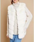Gilet long sans manches en Fausse Fourrure Lorie blanc