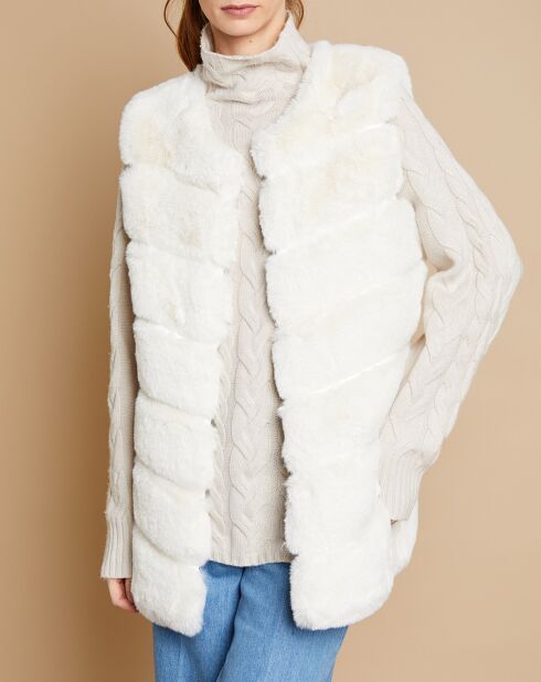 Gilet long sans manches en Fausse Fourrure Lorie blanc