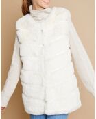 Gilet long sans manches en Fausse Fourrure Lorie blanc