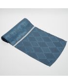 Camino de mesa 100% lino con escudo azul, 40 x 320 cm