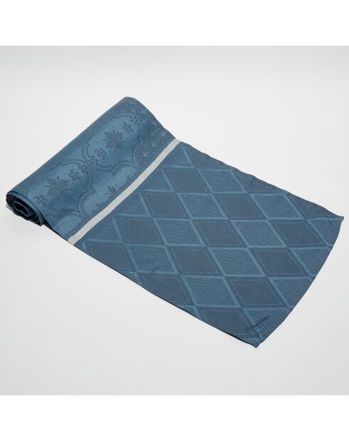 Chemin de Table 100% Lin Armoiries bleu - 40x320 cm