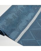 Camino de mesa 100% lino con escudo azul, 40 x 320 cm