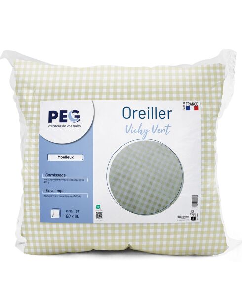Oreiller Moelleux Vichy vert vichy vert/blanc - 60x60 cm