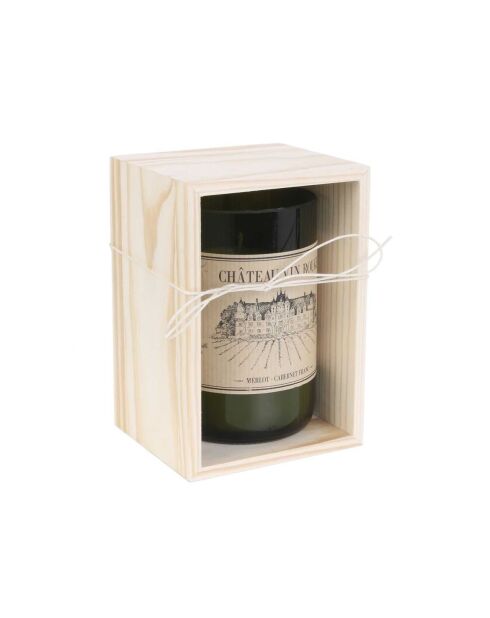 Bougie Parfumée Vin Coffret Bois  vert/ beige - 7.5x12x7.5 cm