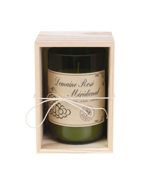 Bougie Parfumée Vin Coffret Bois  vert/ beige - 7.5x12x7.5 cm