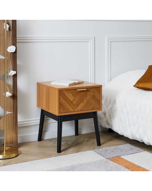 Chevet Felix marron/ noir - 40x50x40 cm