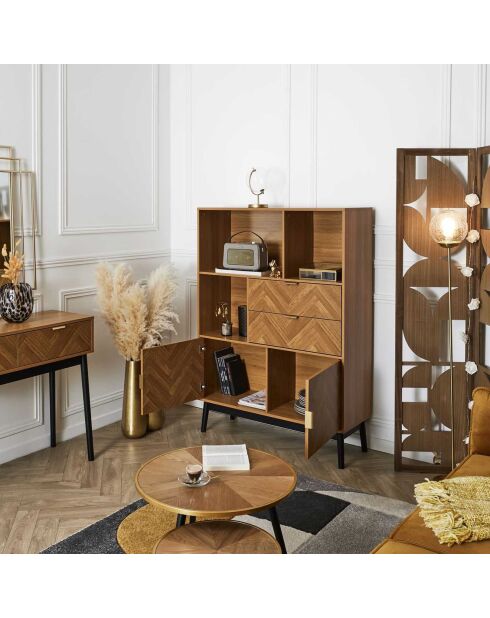 Bibliotheque Felix marron/ noir - 100x140x35 cm