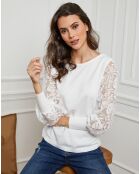 Pull en Laine & Cachemire mélangés Mench blanc