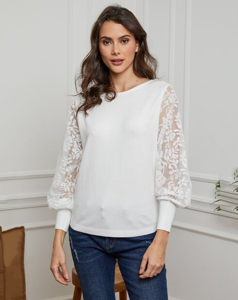 Pull en Laine & Cachemire mélangés Mench blanc