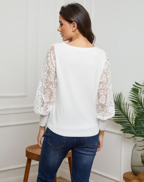 Pull en Laine & Cachemire mélangés Mench blanc