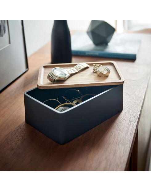 Boîte de rangement pour accessoires noire - 18.5×12.5×7 cm
