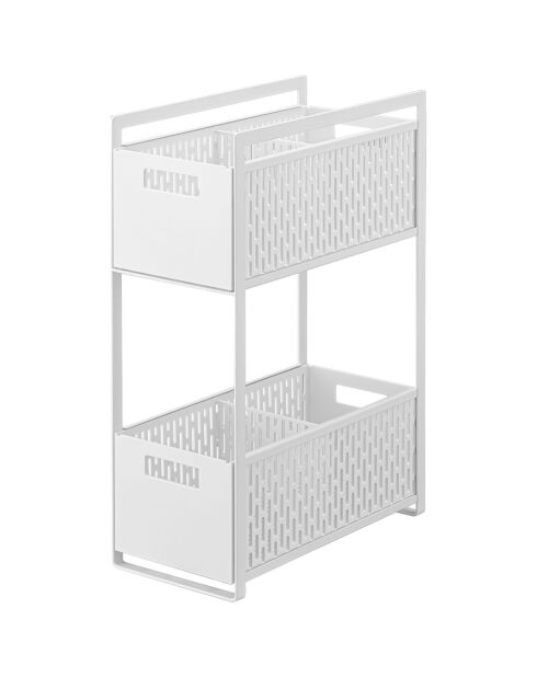 Paniers de rangement 2 Niveaux blanc - 16×32.5×46 cm