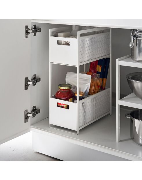 Paniers de rangement 2 Niveaux blanc - 16×32.5×46 cm