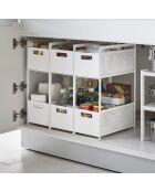 Paniers de rangement 2 Niveaux blanc - 16×32.5×46 cm