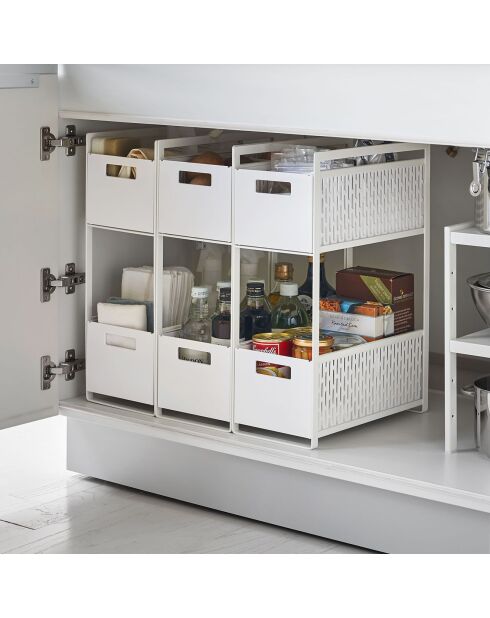 Paniers de rangement 2 Niveaux blanc - 16×32.5×46 cm
