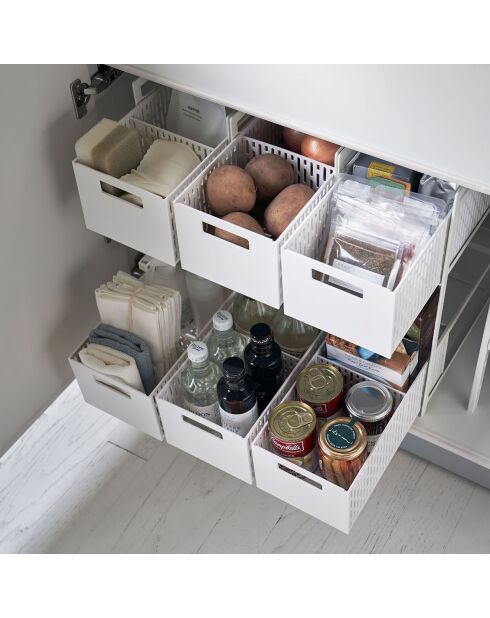 Paniers de rangement 2 Niveaux blanc - 16×32.5×46 cm
