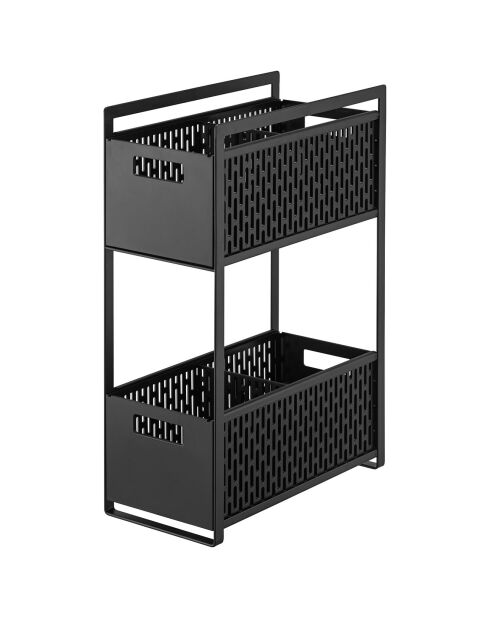 Paniers de rangement 2 Niveaux noir - 16×32.5×46 cm