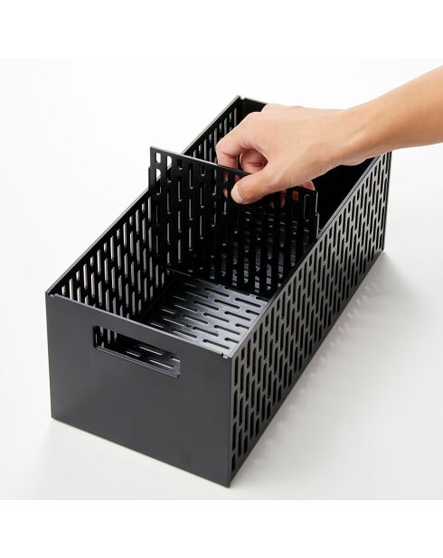 Cestas de almacenamiento de 2 niveles negras - 16 × 32,5 × 46 cm