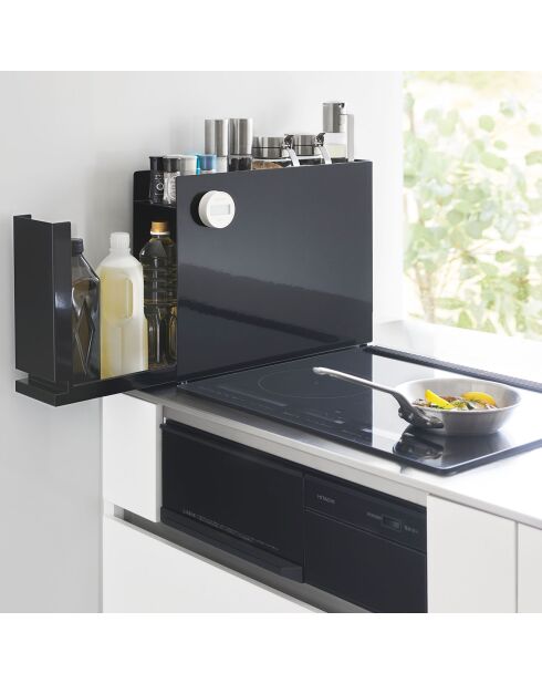 Tour de rangement coulissant noire - 12.5×50/93×36.7 cm