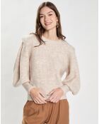 Pull col rond Ml Fronces beige