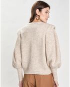 Pull col rond Ml Fronces beige