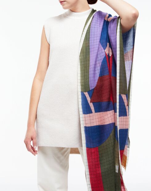 Foulard 100% Laine Chance bleu nuit - 100x190 cm