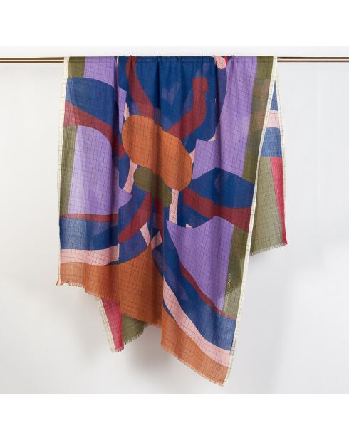 Foulard 100% Laine Chance bleu nuit - 100x190 cm