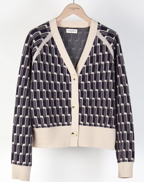Claude Nocturne Marineblauer Cardigan aus 100% Merinowolle