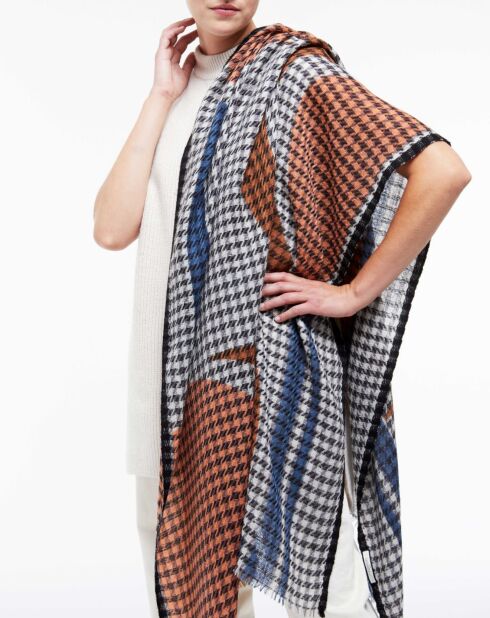 Foulard 100% Laine Décor orange - 85x190 cm
