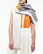 Schal Suzon aus 100% Wolle, orange/lila, 60 x 190 cm