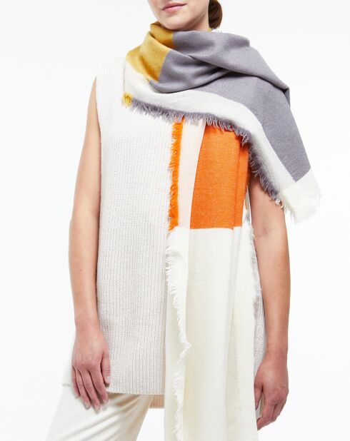Foulard 100% Laine Suzon orange/violet - 60x190 cm