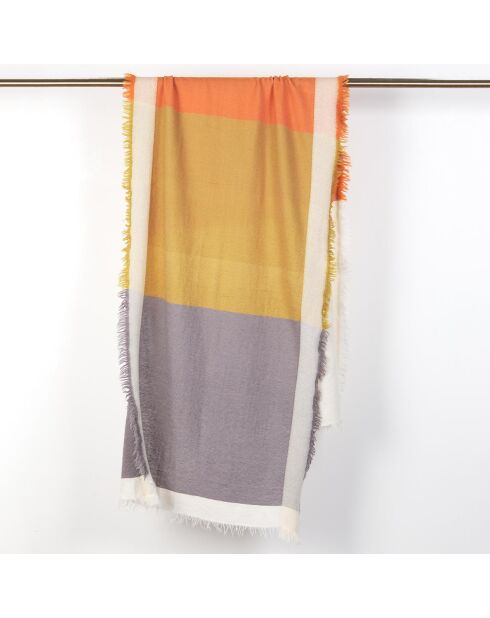 Foulard 100% Laine Suzon orange/violet - 60x190 cm