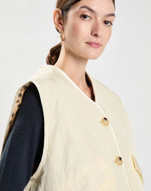 Wendejacke mit ecrufarbenem Leopardenmuster