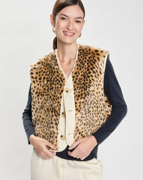 Wendejacke mit ecrufarbenem Leopardenmuster