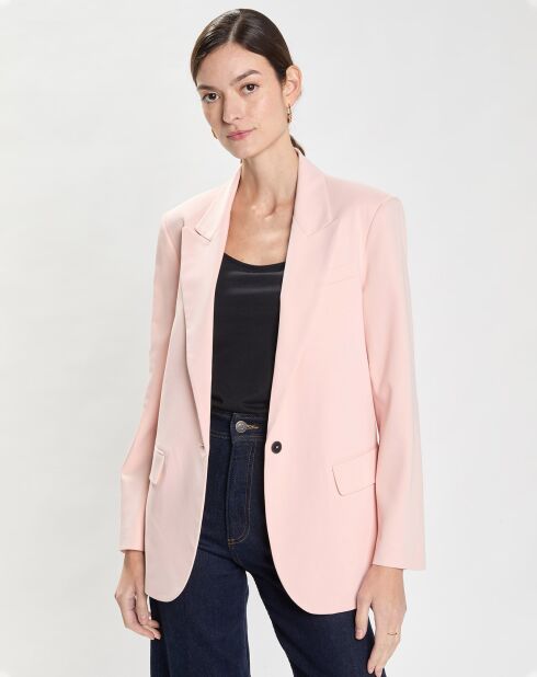 Giacca monopetto in twill rosa chiaro