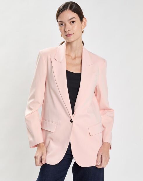Giacca monopetto in twill rosa chiaro