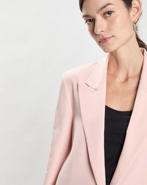 Giacca monopetto in twill rosa chiaro